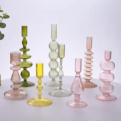 China Handmade Wedding Glass Candlesticks Home Decoration for sale