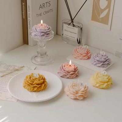 China Handmade Creative Scented Candles Multi Color Peony Shaped Candle for sale