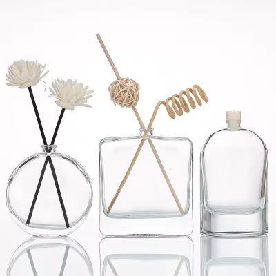 중국 빈 100ml 럭셔리 둥근 사각형 맑은 유리 Reed Diffuser 병 판매용