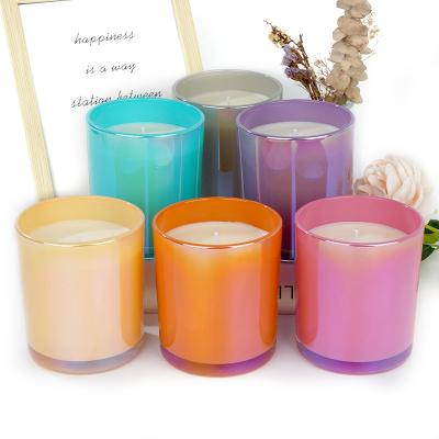 China Private Label Custom Glass Jar Scented Candle Luxury Pearlized Electroplate Candle Te koop