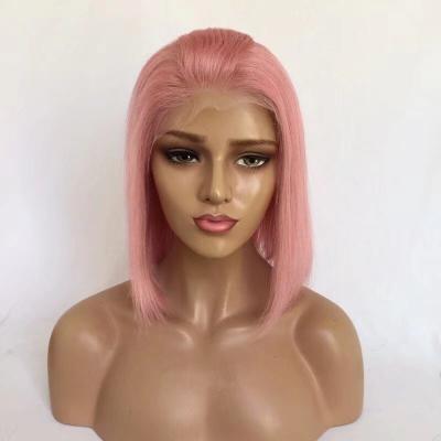 China No Tangle No Shedding Full Lace Wig Full Lace Wig Pink Bobo Wig Fashion Unprocessed Straight Pink Hair for sale