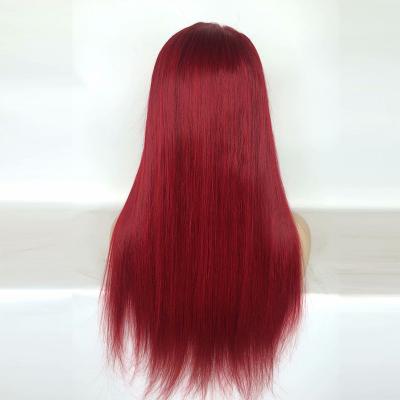 China No tangle no wigs 2019 fashion straight virgin red brazilian copper red hair wig wholesale red hair shedding wig 2019 long lace front wig for sale