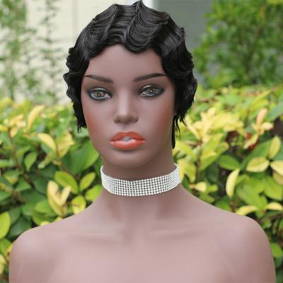 China Cheap Machine Made Natural Deep Wave Hair Finger Hair Color Dyeable Color Dyeable Price Short Wigs 100% Wigs For Black Women for sale