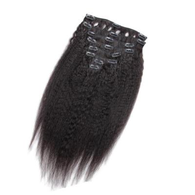 China Double Machine Waving Cheap Price Natural Black Curly Straight Afro Hair Clip In Extensions 7 Pcs 16 Clips Hair Clip In Extensions for sale