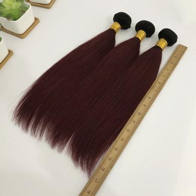 China Wholesale Silky Straight Wave Hair Ombre 99j Brazilian Hair With Closure 1B 99j Silky Straight Black Roots 99j Hair Bundles for sale