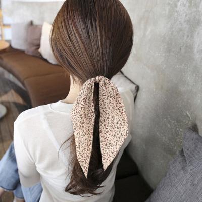 China 2021 Fashionable New Design Floral Print Scarf Custom Phone Lines Elastic Hair Tie Bow Long Hair Scrunchies For Girl for sale