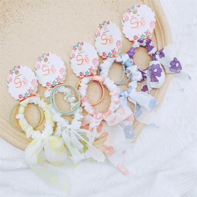 China 2021 High Quality Popular Hair Scrunchies Accessories Women Hair Scrunchies Trendy Floral Chiffon Hair Bands for sale