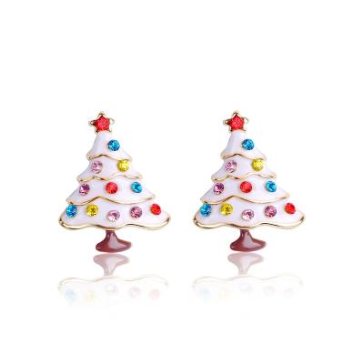 China CLASSIC 2020 fashion women stud earing custom made Christmas lady earrings diamond Christmas tree girl earrings for sale