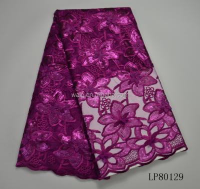 China Sequins LP80129 African Party Lace Fabric Large Viable French Net Sequins Flower Sequins for sale