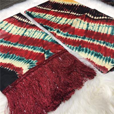 China New fashionable african bazin riche lace african bazin 5Yards Kampala bazin brocade fabric matching tassel 2yards for sale