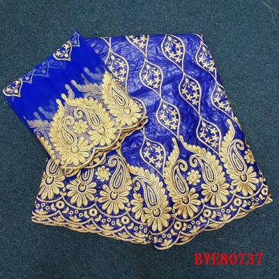 China Other new BYE80737 brocade lace fabric with high quality cord lace bazin riche riche embroidery bazin lace 7yards for sale