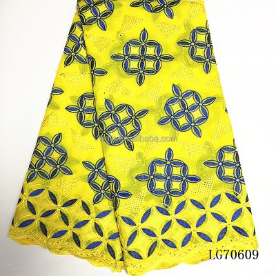 China Viable Cheap Prices LG70609 Cotton Lace Fabric Swiss / Yellow Swiss With Blue Swiss Lace Wholesale for sale