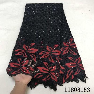 China Viable new african red lace fabric LI808153 2018 high quality 5yards rope lace guipure lace water soluble fabric for women for sale