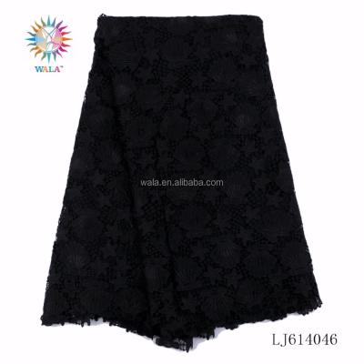 China LJ614046- Plain Hot Sale Embroidery Dress Fabric Black Guipure Mesh Lace (3) for sale