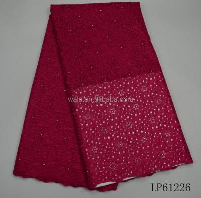 China LP61226 Sustainable - Embroidery African Cotton Swiss Voile Designed Nigeria Dry Lace Fabric For Garment for sale