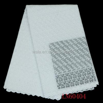 China LN60404- (1) New Design 2016 Sustainable Pure White Cotton Color 100% Dry Lace Fabric For Man for sale