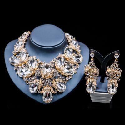 China DJ70213-New Arrival Trendy/Fashion Jewelry Set Korea Fashion Teardrop Crystal Collar Necklace and Drop Earrings for sale