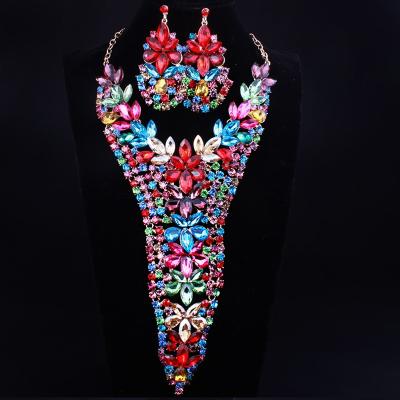 China Design Crystal Multicolor Jewelry Set Luxury Bridal Colorful Indian Trendy/Fashion DJ70231- Flower Fashion for sale