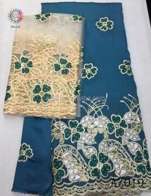 China AZ019- (2) plain style embroidery Georges African lace fabric with net lace for wedding, dress dress for sale