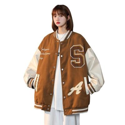 China High Quality Leather Jacket Women's High Quality Leather Jacket Women's OEM Fashion Patch Embroidery Lettermans Bomber Jacket for sale