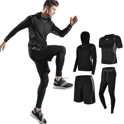 China Sweat-Wicking Men Slim Fit Gym Fitness Tracksuit Mens Sportswear Tracksuit Hoodies Jogging Wear 4pcs Set for sale