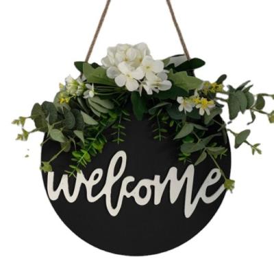 China The Wooden Welcome Sign for Front Door, Interchangeable Welcome Sign Seasonal Welcome Braid Front Door Decor for Home for sale