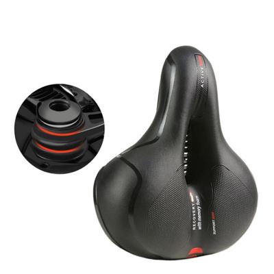 China Durable PT Sports Thick Cushioned Sponge Bicycle Saddle Bike Soft Wide Reflecting Cycling Saddle for sale