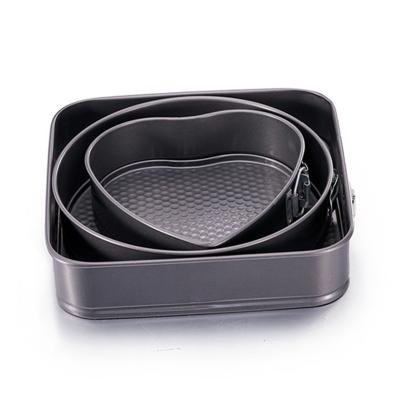 China 3 viable NON STICK SPRINGFORM CAKE PAN CAKE BAKE TRAY CANS HEART PLACE AROUND SET for sale