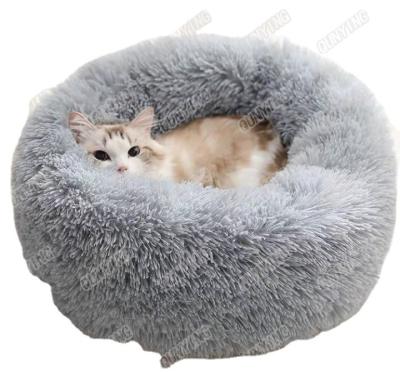 China Waterproof QUNYING Company Luxury Pet Bed Calming Best Washable Plain Dyed Plush Elevated Pet Bed for sale