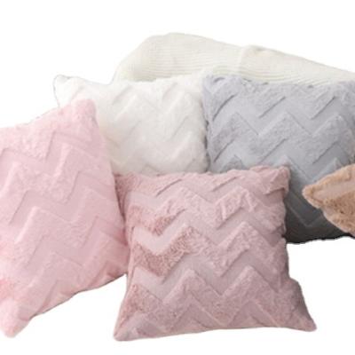 China Waterproof QUNYING Company Cushion And Pillows Washable Jacquard Faux Rabbit Fur Cushion Covers for sale