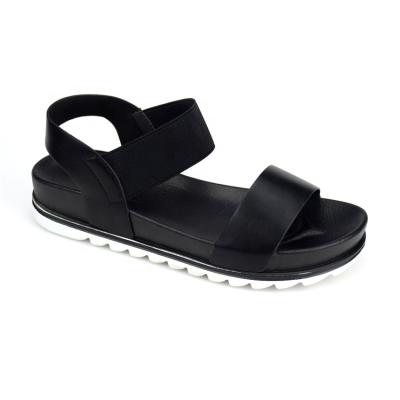 China Fashion Trend Supplier Stretch Strap Summer Sandal Ladies Custom PU Strap Slippers For Women Black Slide Sandals Shoes OEM Wholesale for sale