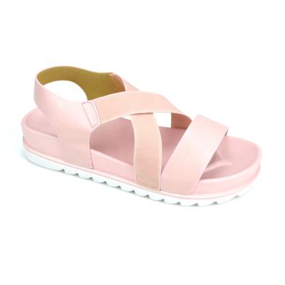 China Fashion Trend Manufacturer Summer Stretch Cross Strap Sandal For Women Leather Bare Slippers Ladies Girls Slides Sandals Shoes OEM Customized for sale