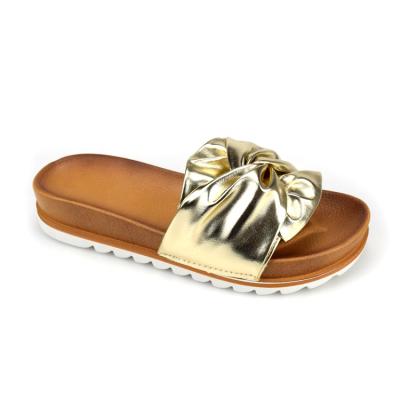 China Fashion Trend Wholesale Supplier Shiny Bow Sandal For Women Rose Flower Slide Sandals Bowknot Summer Slippers Ladies Shoes OEM Customized for sale