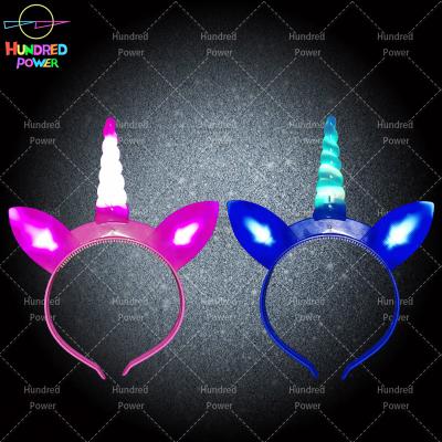 China ABS Glow LED Light Up Unicorn Hair Band Bowknot Head Hopper Party Cosplay Headband for sale