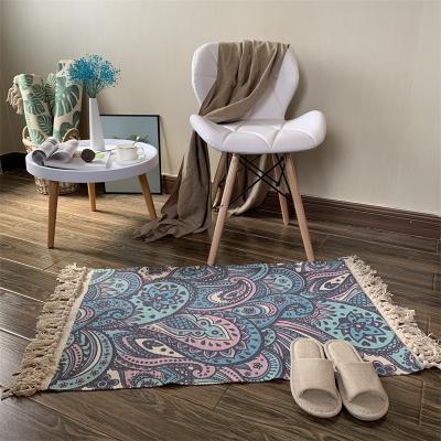 China Hot Selling Soft Boho Bedroom Bedside Washable Rugs Hand - Woven Cotton Blankets For Home for sale