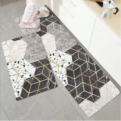 China Wholesale Stain Resistant Polyester Anti-Slip Cushioned 100% Kitchen Rug Mat Anti Fatigue Kitchen Rug for sale