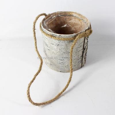 China Europe Wholesaler Bark Planter With Hanging Rope Bark Planter for sale