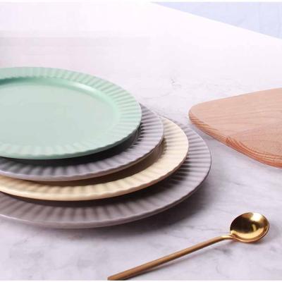 China Wholesale Direct Viable Colorful Nordic Restaurant Dinner Hotel Factory Eco-Friendly Ceramic Dish Porcelain Dishes for sale