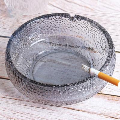 China Popular Personalized Etched Round Glass Ash Tray Glass With Text Or Printing Logo for sale