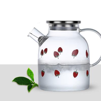 China High Borosilicate Glass Household Boiling Water Boiling Cup Teapot Set Strawberry Water Strawberry Cold Water Bottle Viable Juice Pot For Household for sale