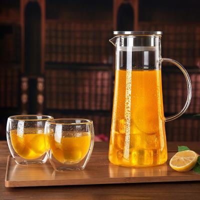 China High Borosilicate Glass Household Boiling Water Boiling Cup Tea Pot Set Viable Juice Bottel Water Cold Water Bottle For Home for sale