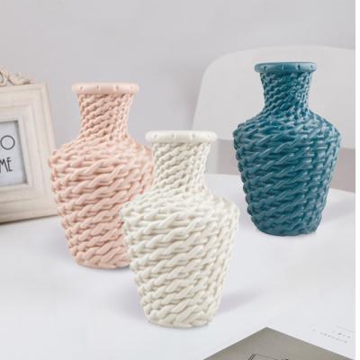 China New Minimalist Style Plastic Vase Dried Wet Flower CIA Nordic Decoration In Rattan Home Decor Vase Hot Sales for sale