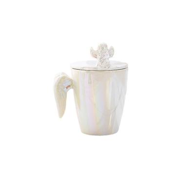 China Moden ZC NEW Angel Wings Mug Wedding Gifts For Guests European Exquisite Angel Ceramic Mug Surprise Gift Box Birthday for sale