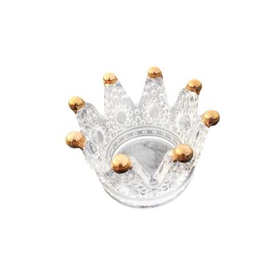 China Home Decoration OEM ZC Crown Candle Holders Crystal Glass Tea Light Candle Holder For Wedding Dinner Table Decor Glass Candle Holders for sale