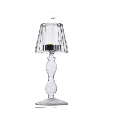 China OEM Home European Candle Holder Decoration ZC Clear Glass Table Lamp Wedding Candle Holders Table Decorations Candlestick Glass Holders for sale