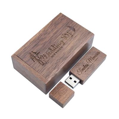 China Advertising-Wholesale Promotional Gifts Wooden Usb Flash Drive With Wooden Box Pendrive Engraving Logo Wooden Usb Sticks Custom Logo for sale