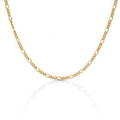 China Vintage Chris April 925 Sterling Silver 18k Gold Plated Thin Figaro Stackable Chain Necklaces for sale