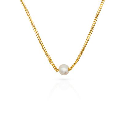 China Cute Minimalist Chris April 925 Sterling Silver Gold Plated Fancy Freshwater Pearl Necklaces for sale