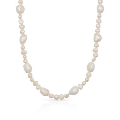 China Chris April FASHIONABLE 925 Sterling Silver Gold Plated 18k Gold Art Shaped Baroque Natural Freshwater Pearl Beads Necklace For Women for sale