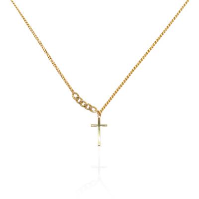 China Vintage Chris April Fashion 925 Sterling Silver Pure Gold Plated Christian Cross Pendant Necklaces for sale